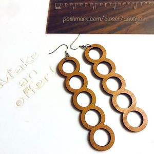 Jewelry Cherry Wood Drop Circle Earrings